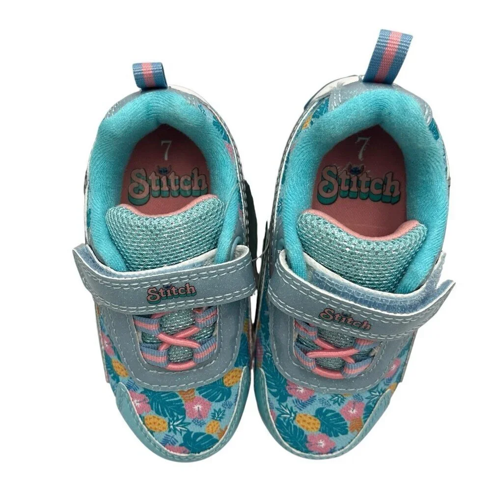 New Disney Lilo and Stitch Aloha Toddler Girl Light Up Sneakers Size 7 Shoes Box